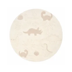 Rundt børnegulvtæppe - Ø 120 cm - Beige med dinosaur - Eclipse - Nordstrand Home