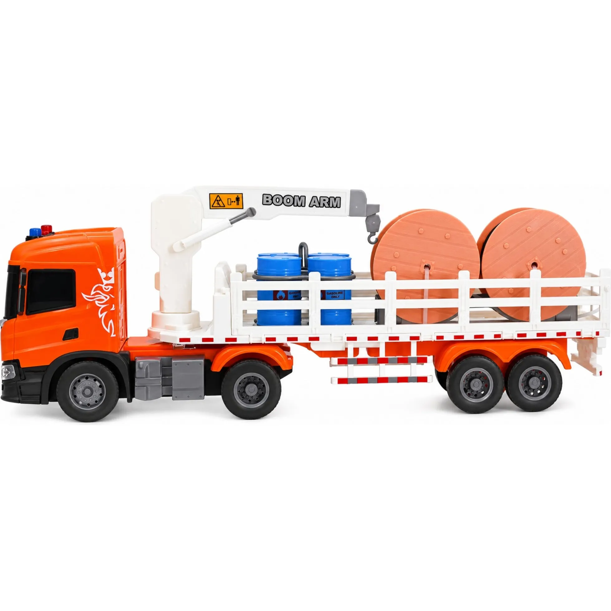 Scania lastbil med kran og tilbehør, lys og lyd - 41x9,5x15 cm