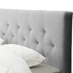 Sengegavl 160x150 cm - Lysegråt hovedgærde med knapper - Nordstrand Home