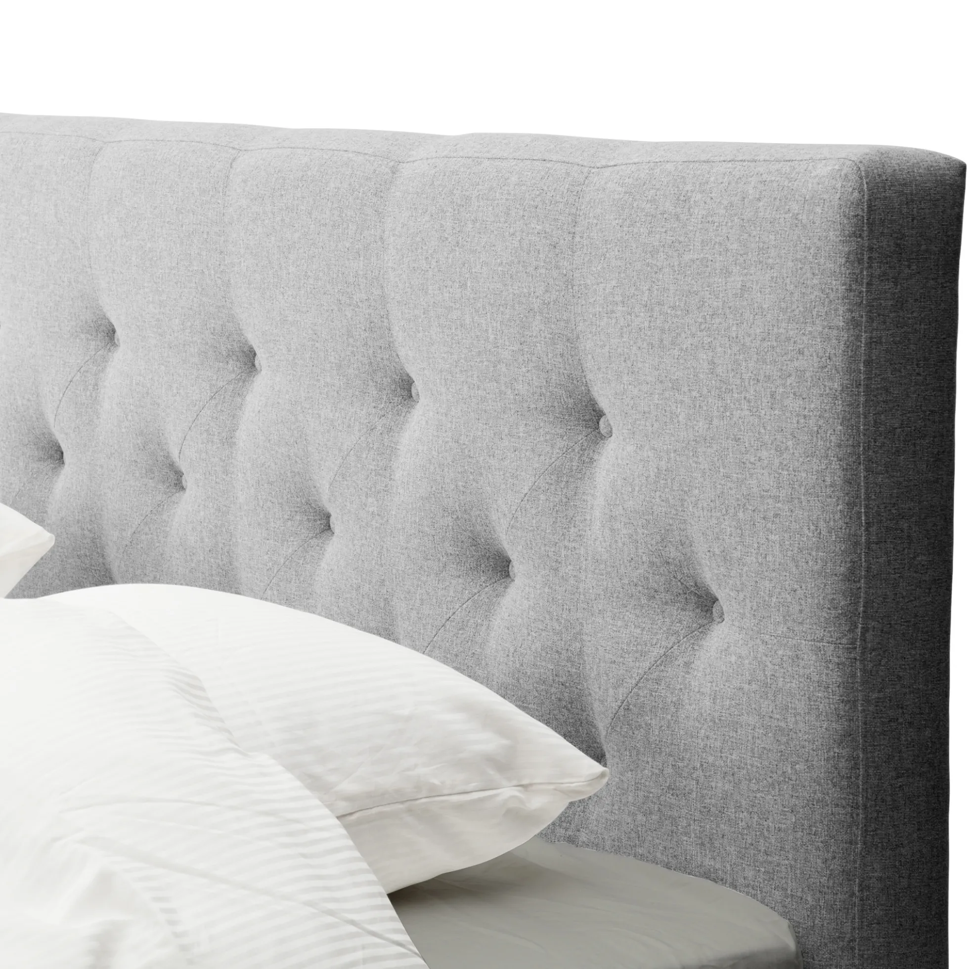 Sengegavl 160x150 cm - Lysegråt hovedgærde med knapper - Nordstrand Home