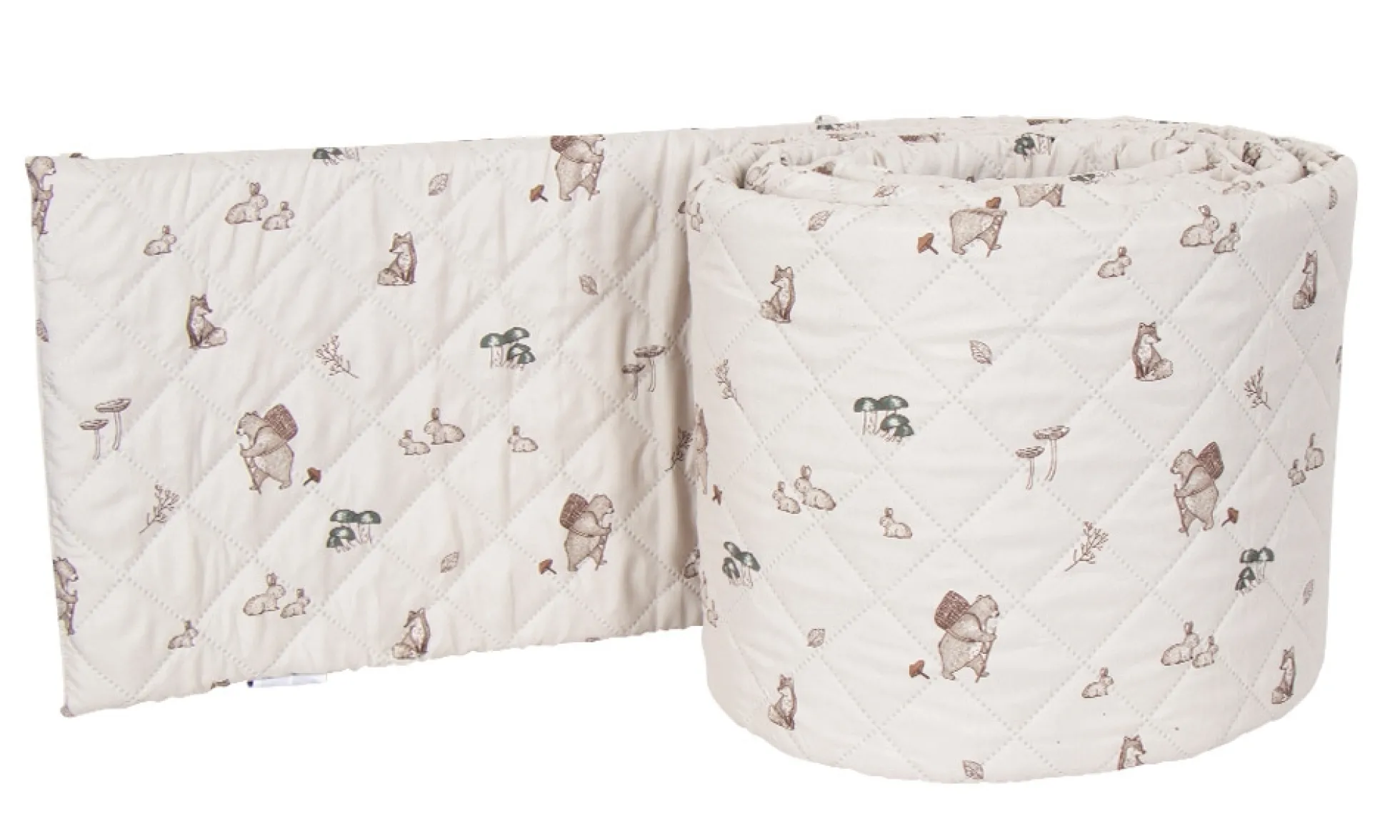 Sengerand - Passer til babyseng 120x60 cm - Sandfarvet med skovens dyr