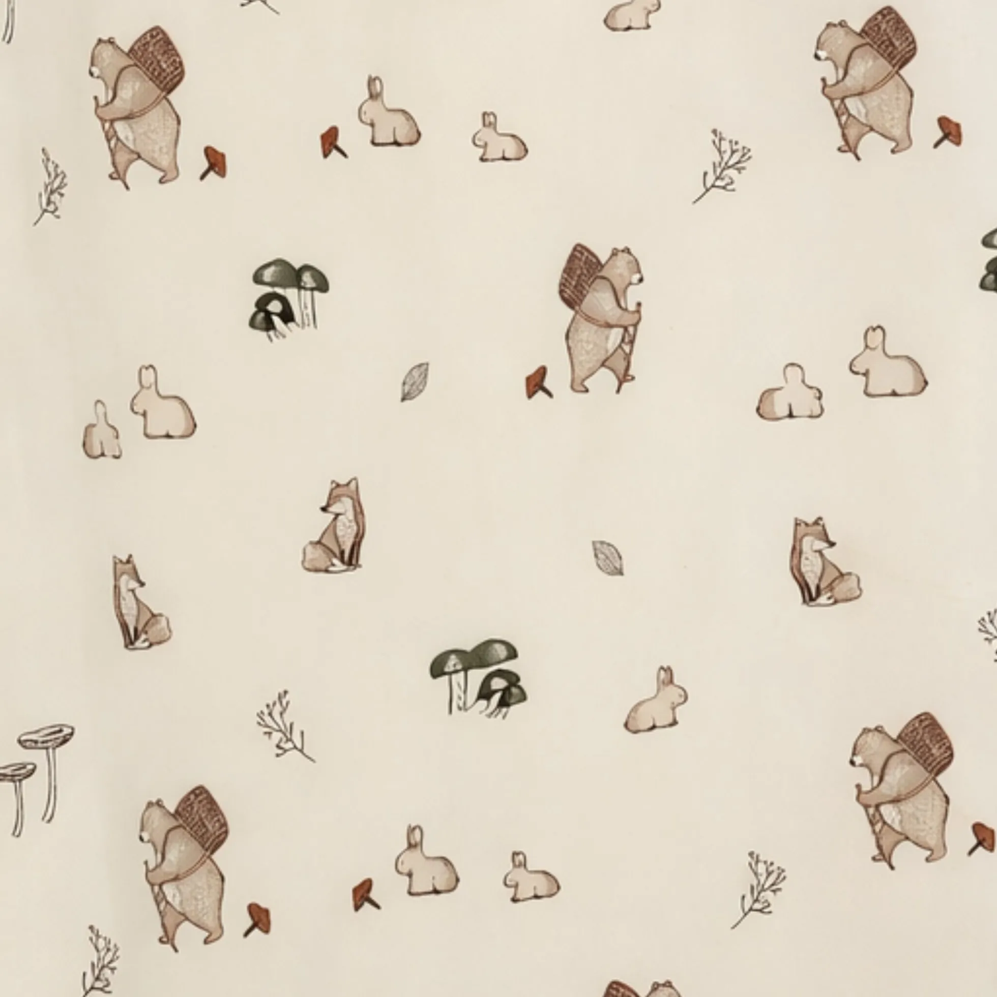 Sengerand - Passer til babyseng 120x60 cm - Sandfarvet med skovens dyr