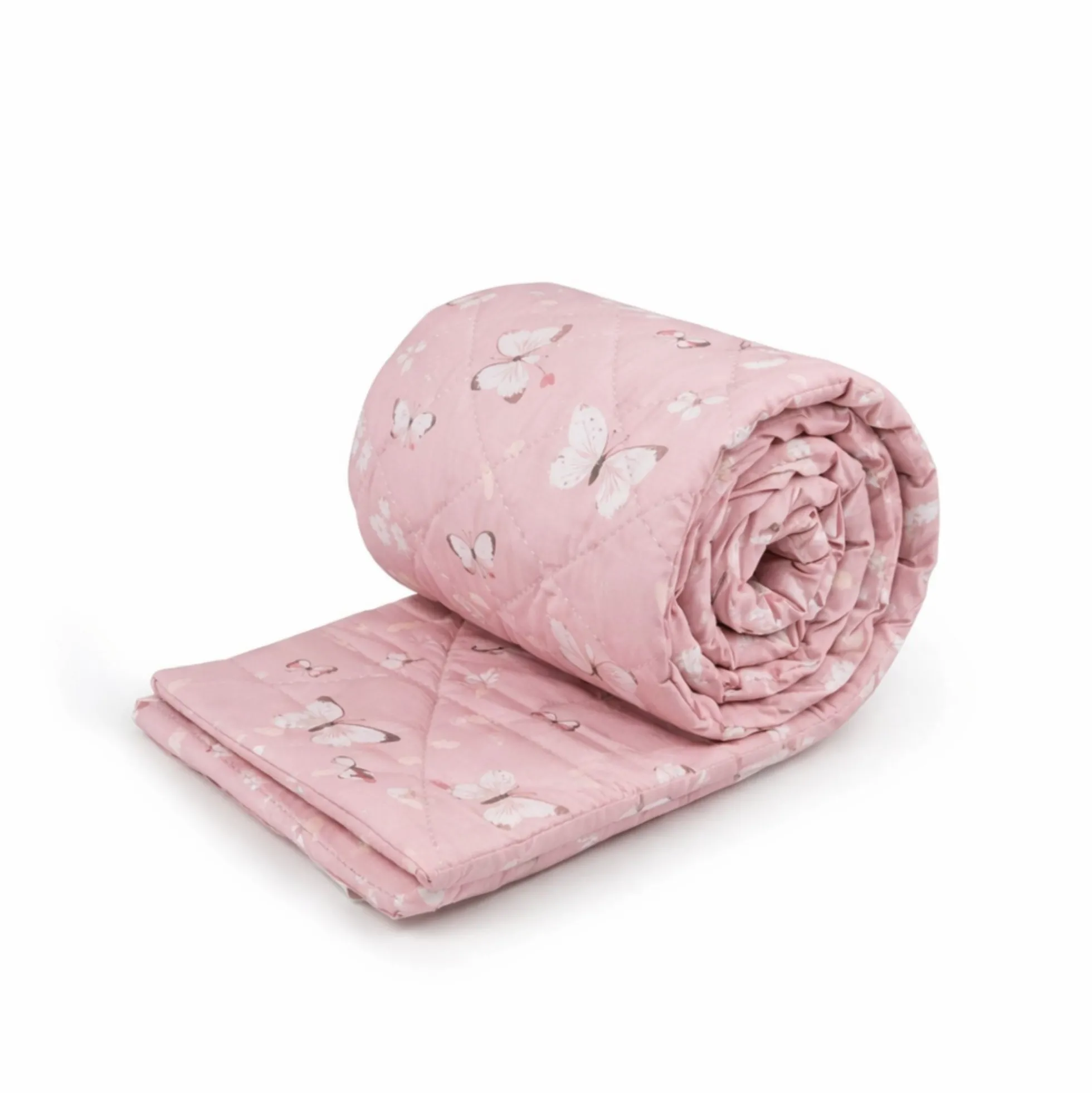 Sengerand - Passer til babyseng 120x60 cm - Lyserød med sommerfugle