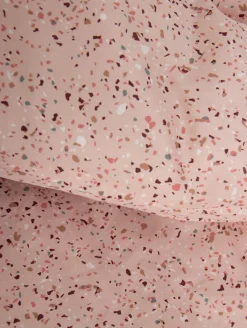 Sengetøj med marble design - 100% bomuldssatin - Junior sengetøj 100x140 cm - Lyserød