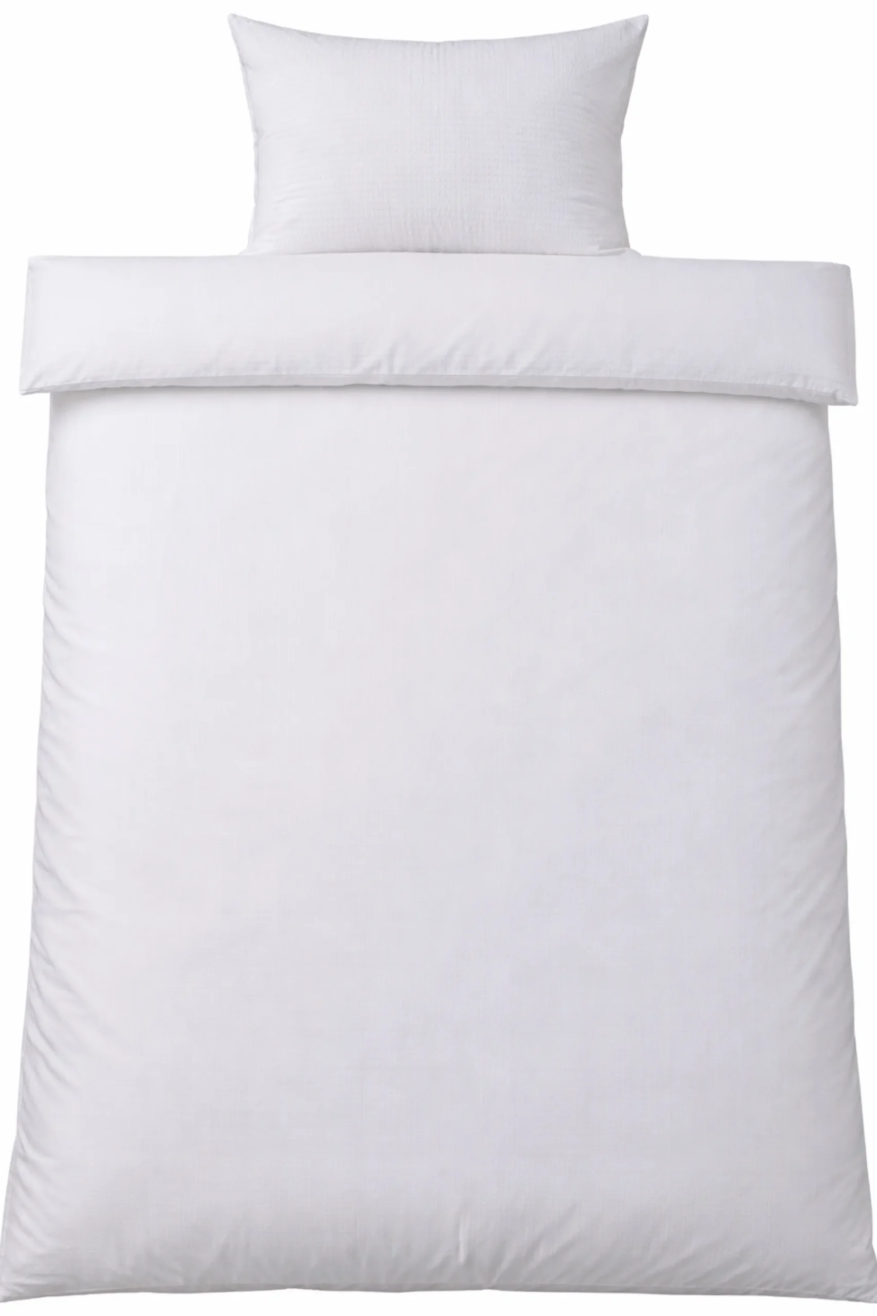 Sengetøj 140x220 cm - Bæk og Bølge - 100% bomulds krep - Hvidt ensfarvet