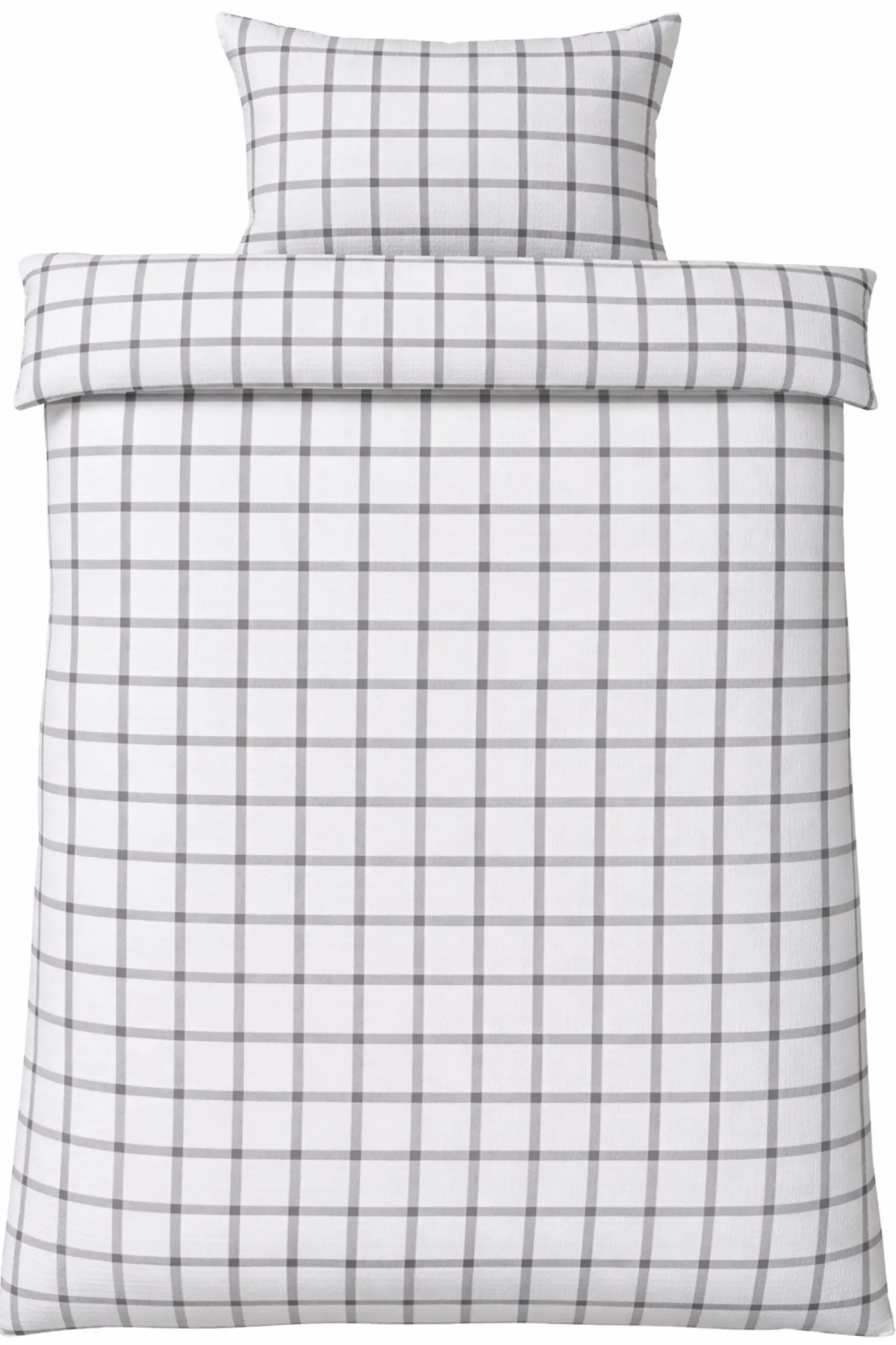 Sengetøj 140x220 cm - Bæk og Bølge - 100% bomulds krep - Grå tern