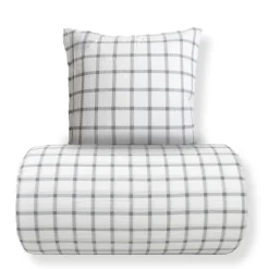Sengetøj 140x220 cm - Bæk og Bølge - 100% bomulds krep - Grønne tern