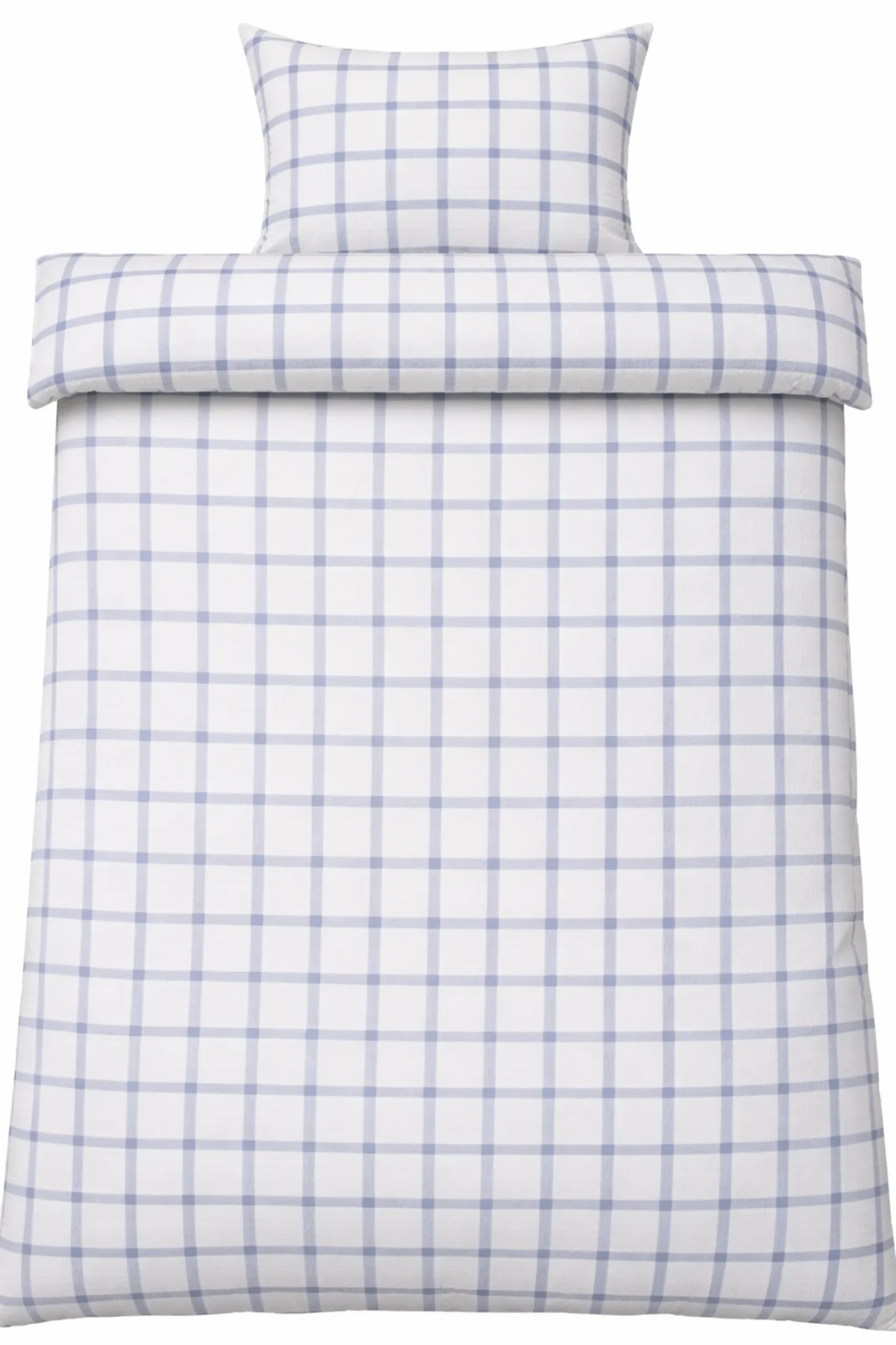 Sengetøj 140x220 cm - Bæk og Bølge - 100% bomulds krep - Blå tern