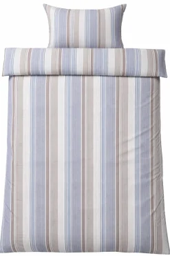 Sengetøj 140x220 cm - Bæk og Bølge - 100% bomulds krep - Blå striber