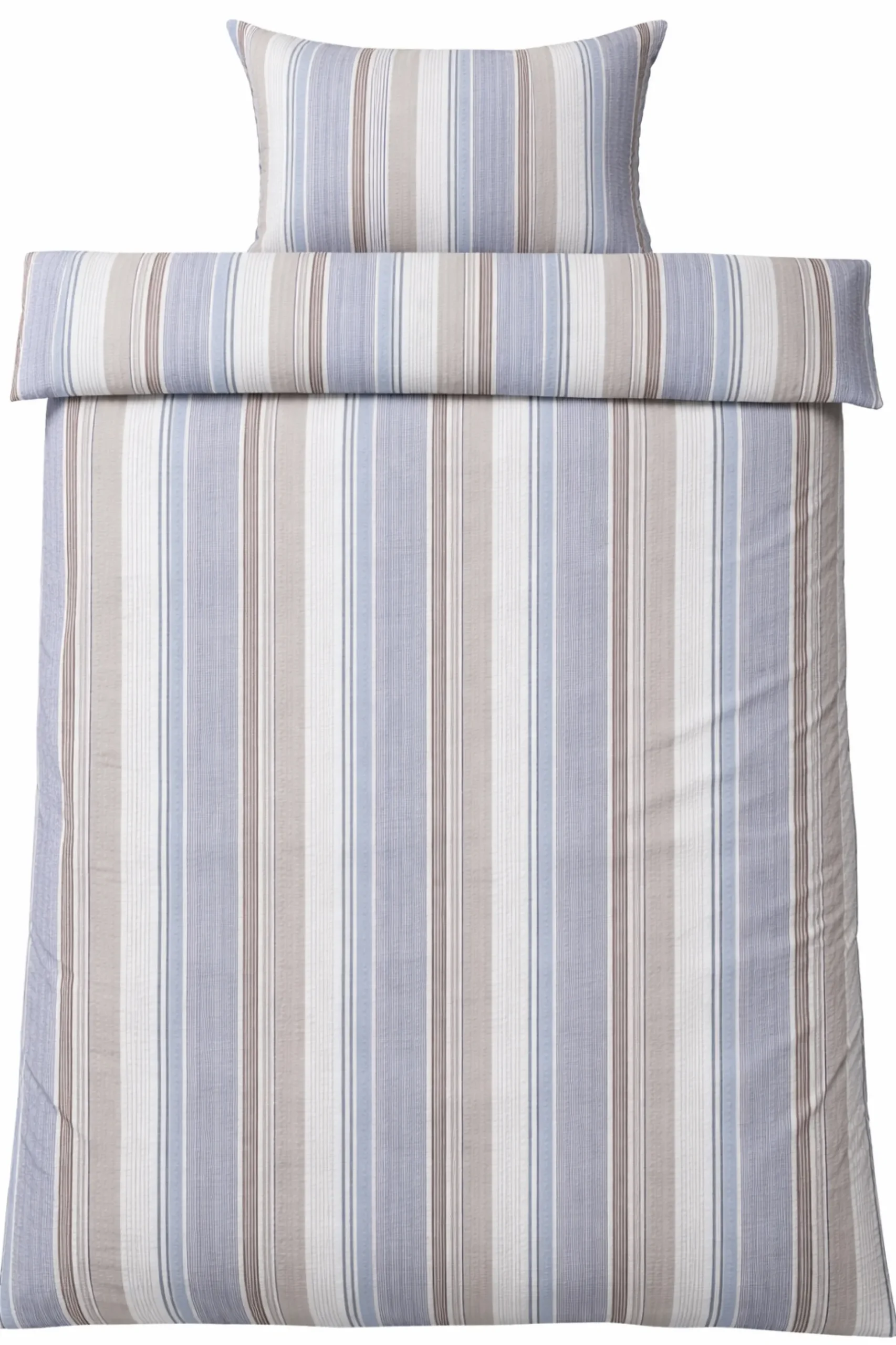 Sengetøj 140x220 cm - Bæk og Bølge - 100% bomulds krep - Blå striber