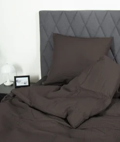 Sengetøj 150x210 cm - Bæk og Bølge - 100% bomulds krep - Mørkegråt ensfarvet