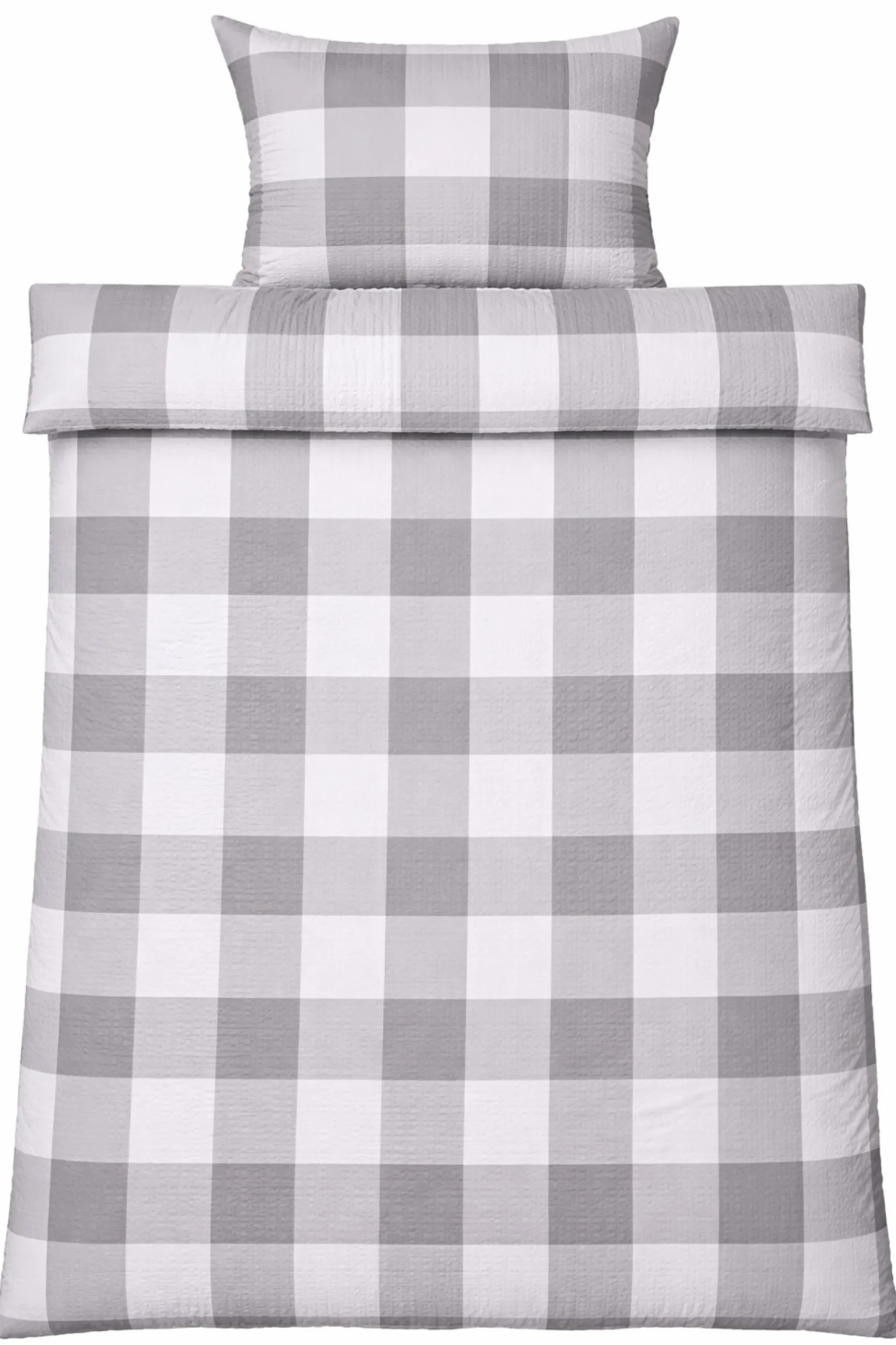 Sengetøj 150x210 cm - Bæk og Bølge - 100% bomulds krep - Grå tern