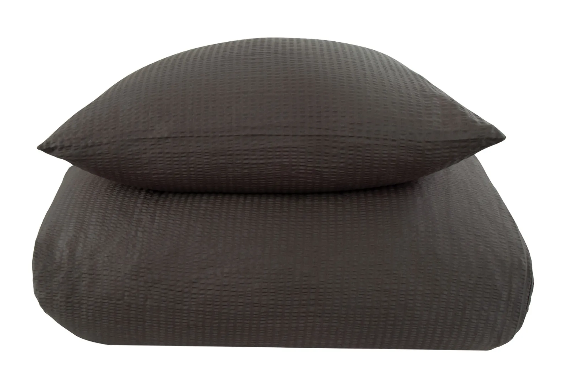 Sengetøj 140x220 cm - Bæk og Bølge - 100% bomulds krep - Mørkegråt ensfarvet