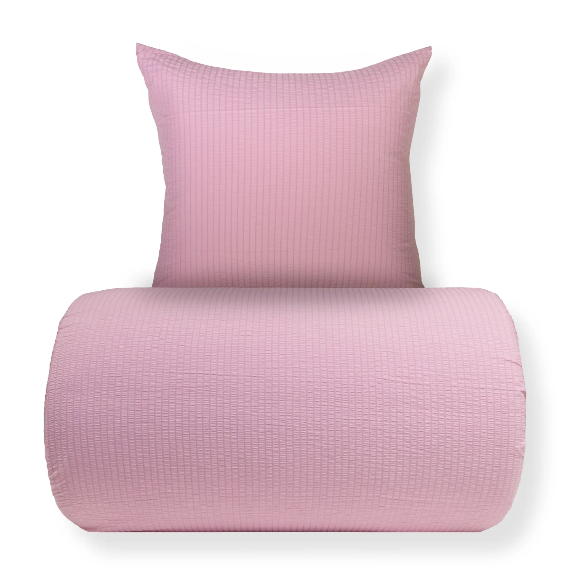 Sengetøj 140x200 cm - Bæk og bølge - Microfiber - Rosa seer sucker