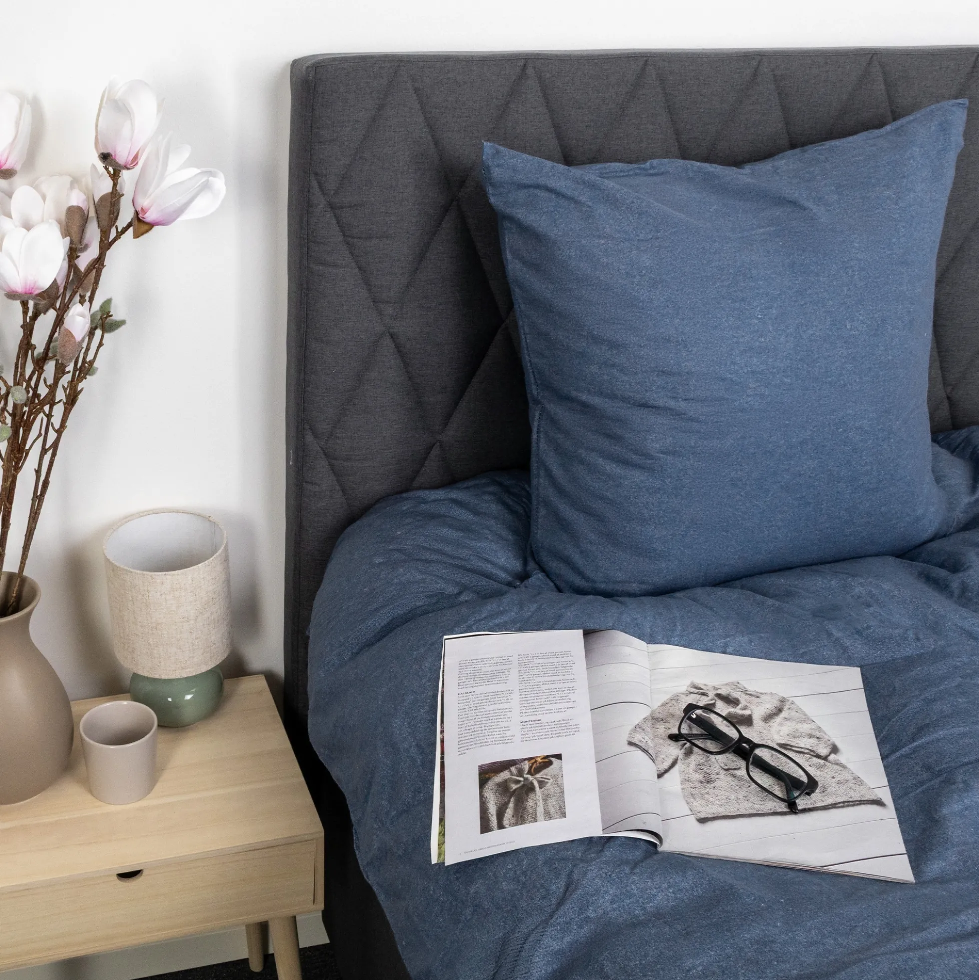 Sengetøj 150x210 cm - Bomulds flonel - Blue Melange
