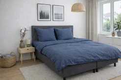 Sengetøj 150x210 cm - Bomulds flonel - Blue Melange