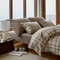 Sengetøj 140x220 cm - 100% bomuldsflonel - Høie of Scandinavia - Richard Beige