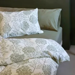 Sengetøj 140x220 cm - 100% bomuldsflonel - Høie of Scandinavia - Thea Muted Green