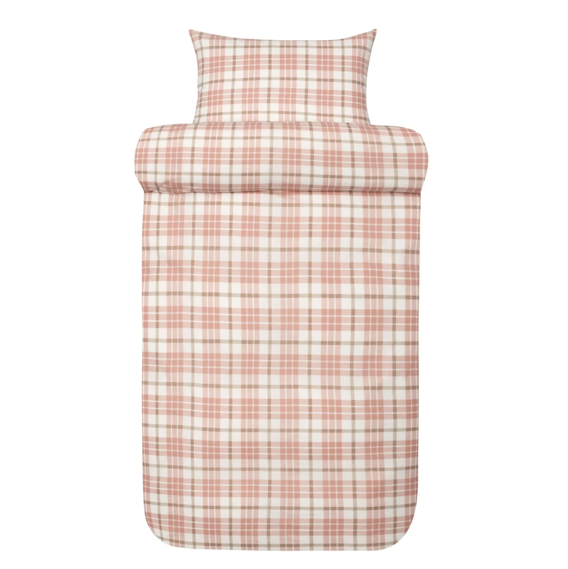 Sengetøj 140x220 cm - 100% bomuldsflonel - Høie of Scandinavia - Lukas Varm Rosa