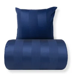 Sengetøj 140x220 cm - 100% bomuldssatin - Blå brede striber