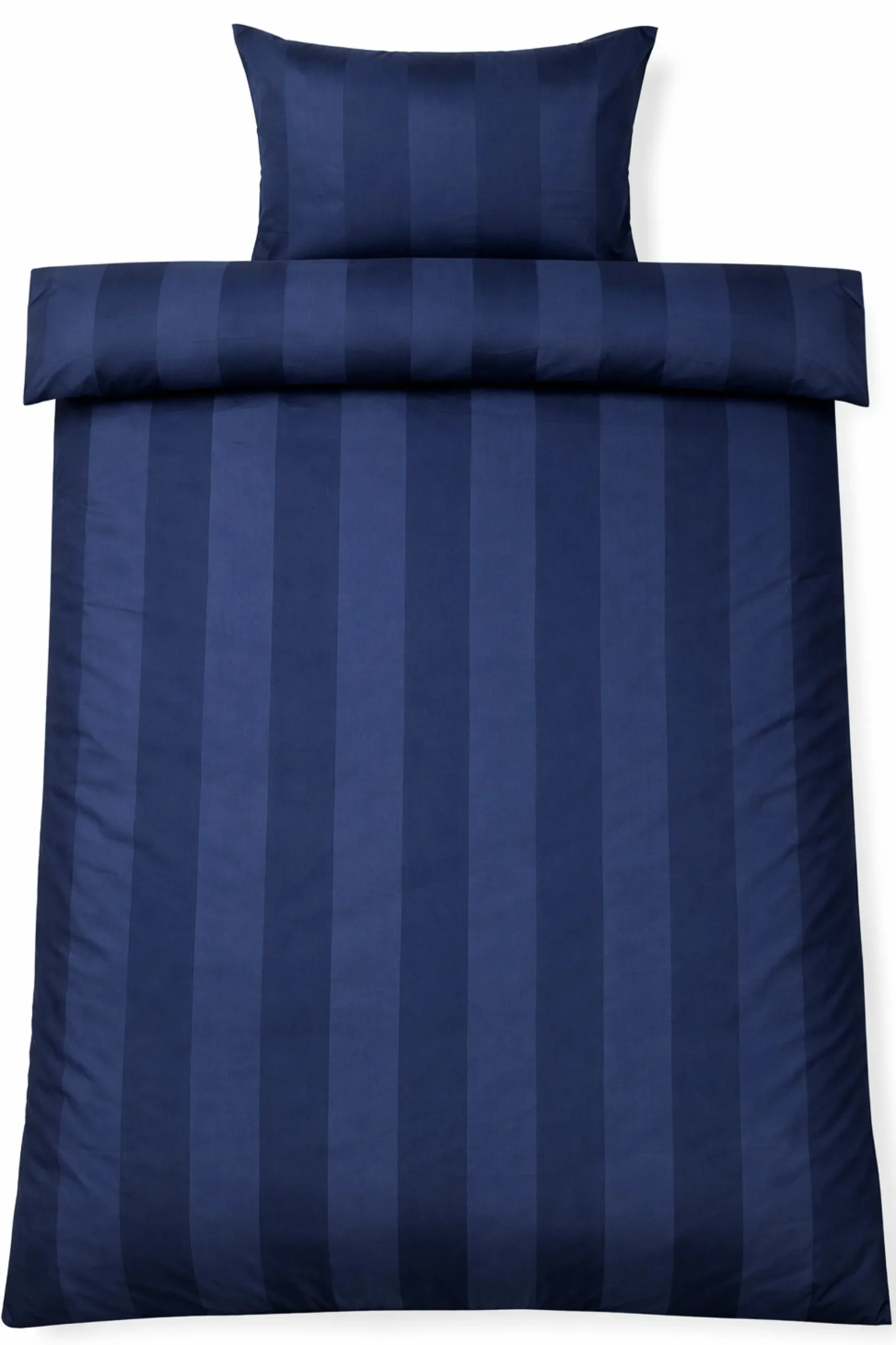 Sengetøj 140x220 cm - 100% bomuldssatin - Blå brede striber