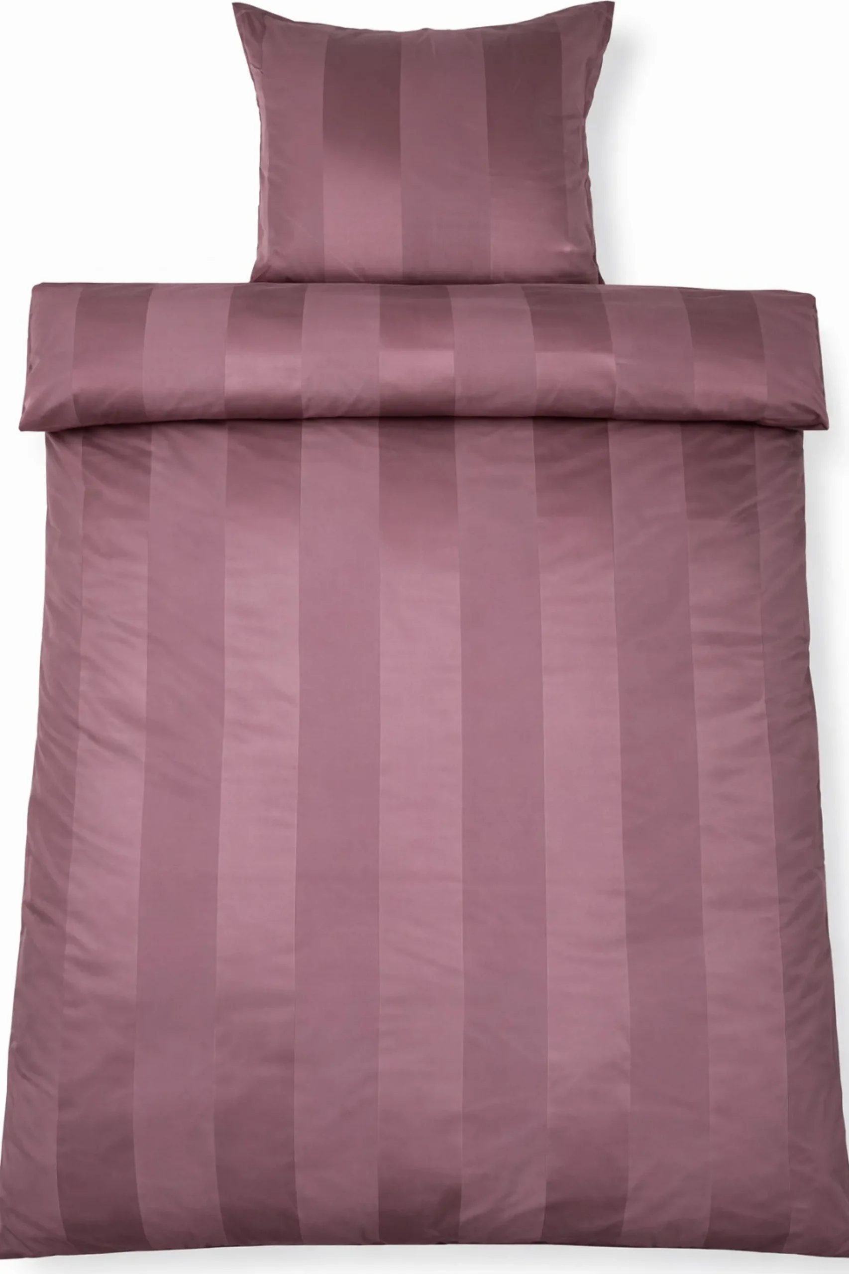 Sengetøj 140x220 cm - 100% bomuldssatin - Blommefarvet brede striber