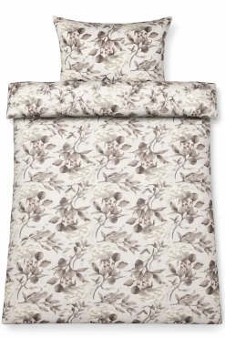 Sengetøj 140x200 cm - bomuldssatin - Blossom grey - Blomster print