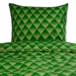Sengetøj 140x200 cm - 100% bomuldssatin - Grønt 3D harlekinmønster