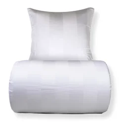 Sengetøj 140x220 cm - 100% bomuldssatin - Hvide brede striber