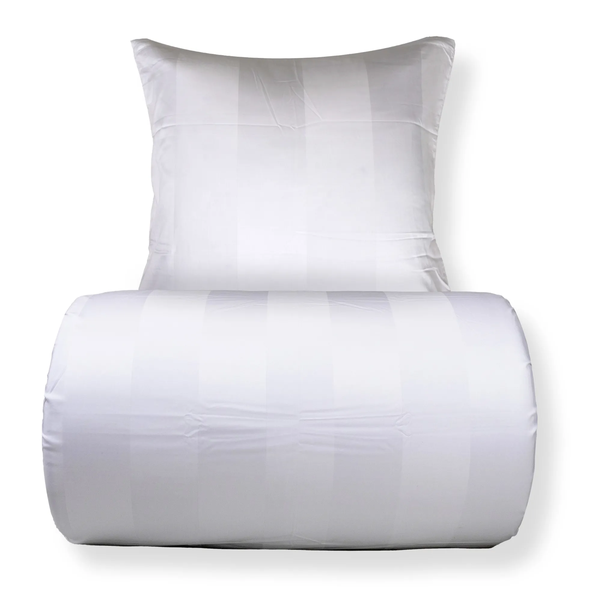 Sengetøj 140x220 cm - 100% bomuldssatin - Hvide brede striber
