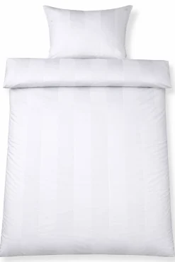 Sengetøj 140x220 cm - 100% bomuldssatin - Hvide brede striber