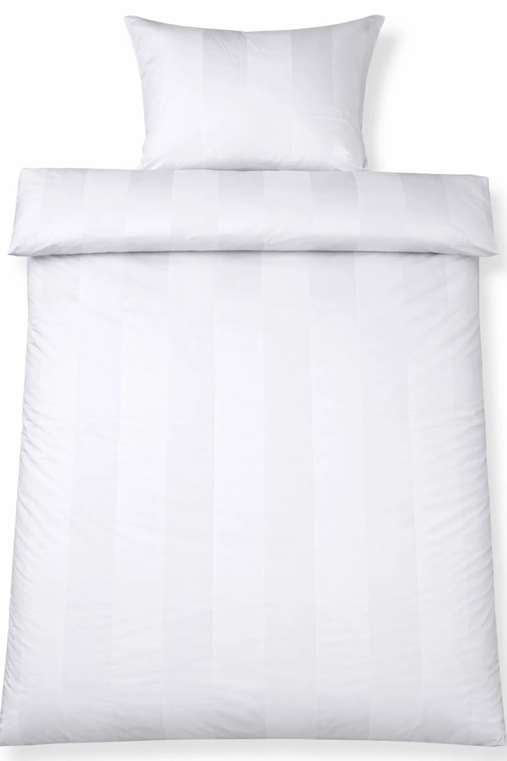 Sengetøj 140x220 cm - 100% bomuldssatin - Hvide brede striber