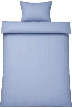 Sengetøj 150x210 cm - 100% bomuldssatin - Klassisk lyseblå striber
