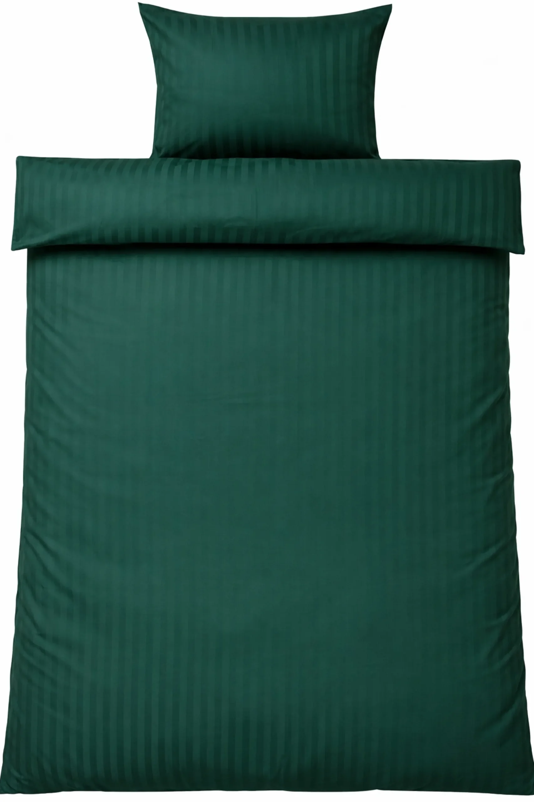 Sengetøj 150x210 cm - 100% bomuldssatin - Klassisk grønne striber