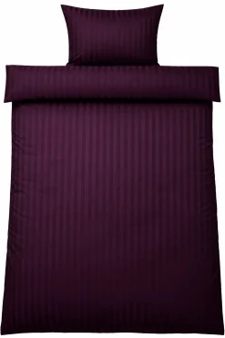 Sengetøj 140x220 cm - 100% bomuldssatin - Klassisk lilla striber