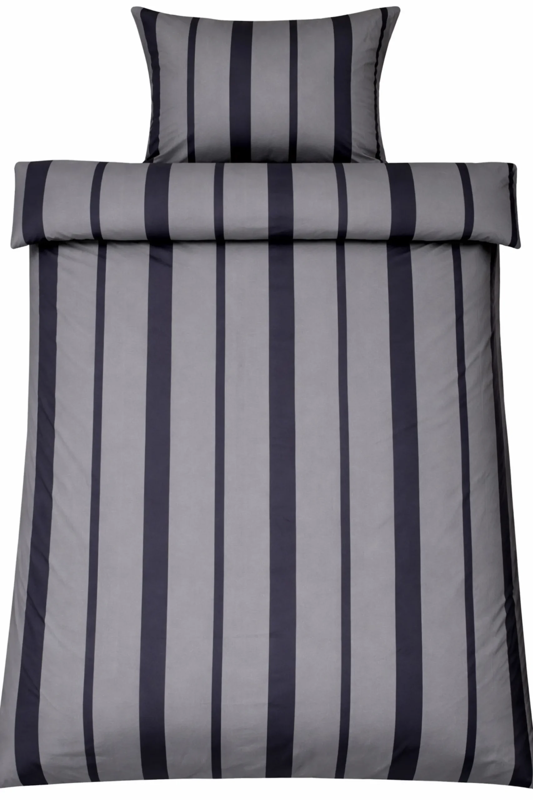 Sengetøj 140x220 cm - 100% bomuldssatin - Lana - Grå og sorte striber