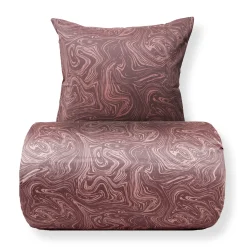 Sengetøj 150x210 cm - Bomuldssatin - Mørk rosa marble print