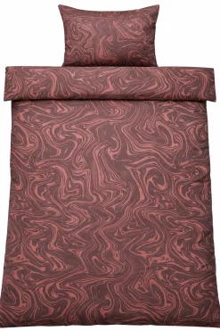 Sengetøj 150x210 cm - Bomuldssatin - Mørk rosa marble print