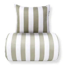 Sengetøj 140x200 cm - 100% bomuldssatin - Nordic Stripe - Brede olivengrønne striber