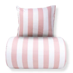 Sengetøj 140x200 cm - 100% bomuldssatin - Nordic Stripe - Brede lyserøde striber