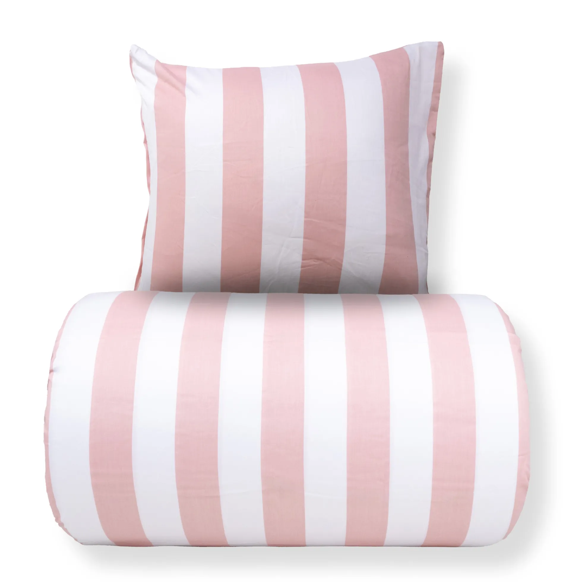 Sengetøj 140x200 cm - 100% bomuldssatin - Nordic Stripe - Brede lyserøde striber