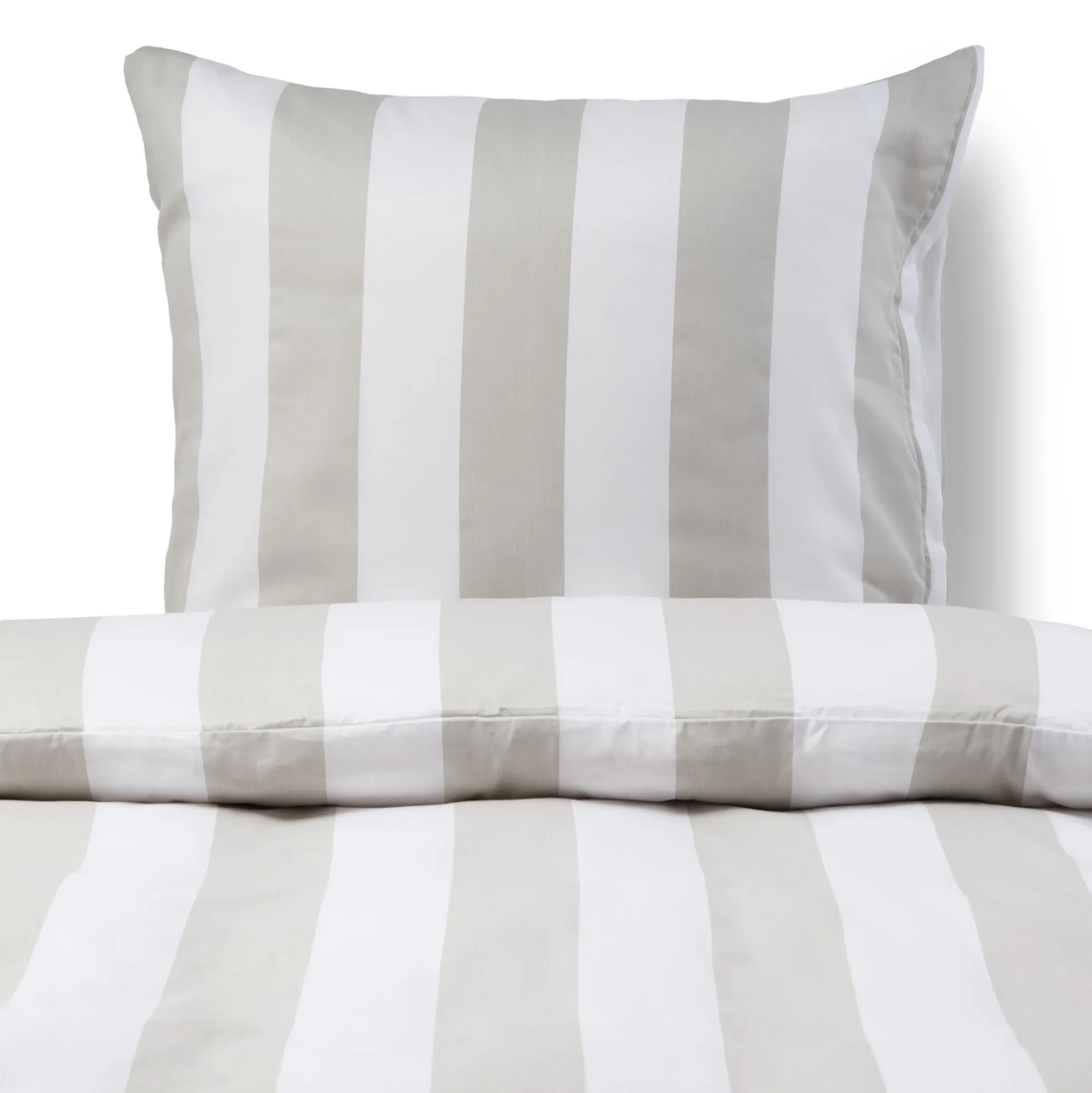 Sengetøj 140x200 cm - 100% bomuldssatin - Nordic Stripe - Brede grå striber