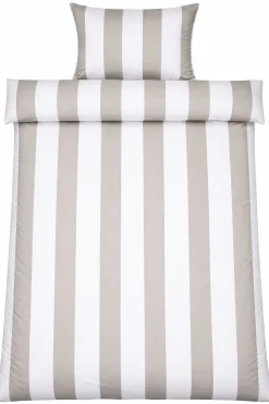 Sengetøj 140x200 cm - 100% bomuldssatin - Nordic Stripe - Brede grå striber