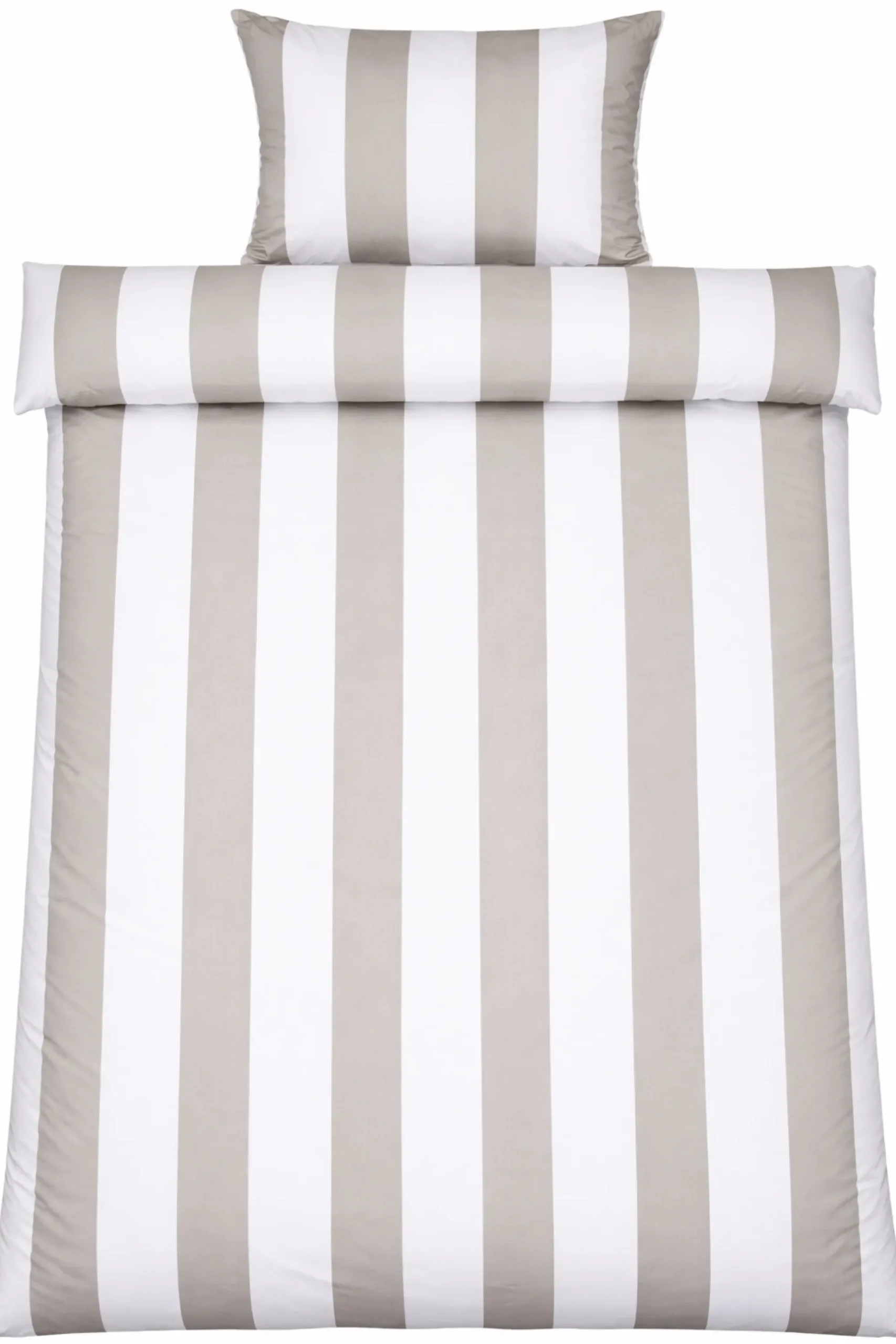 Sengetøj 140x200 cm - 100% bomuldssatin - Nordic Stripe - Brede grå striber