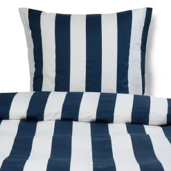 Sengetøj 140x200 cm - 100% bomuldssatin - Nordic Stripe - Brede blå striber