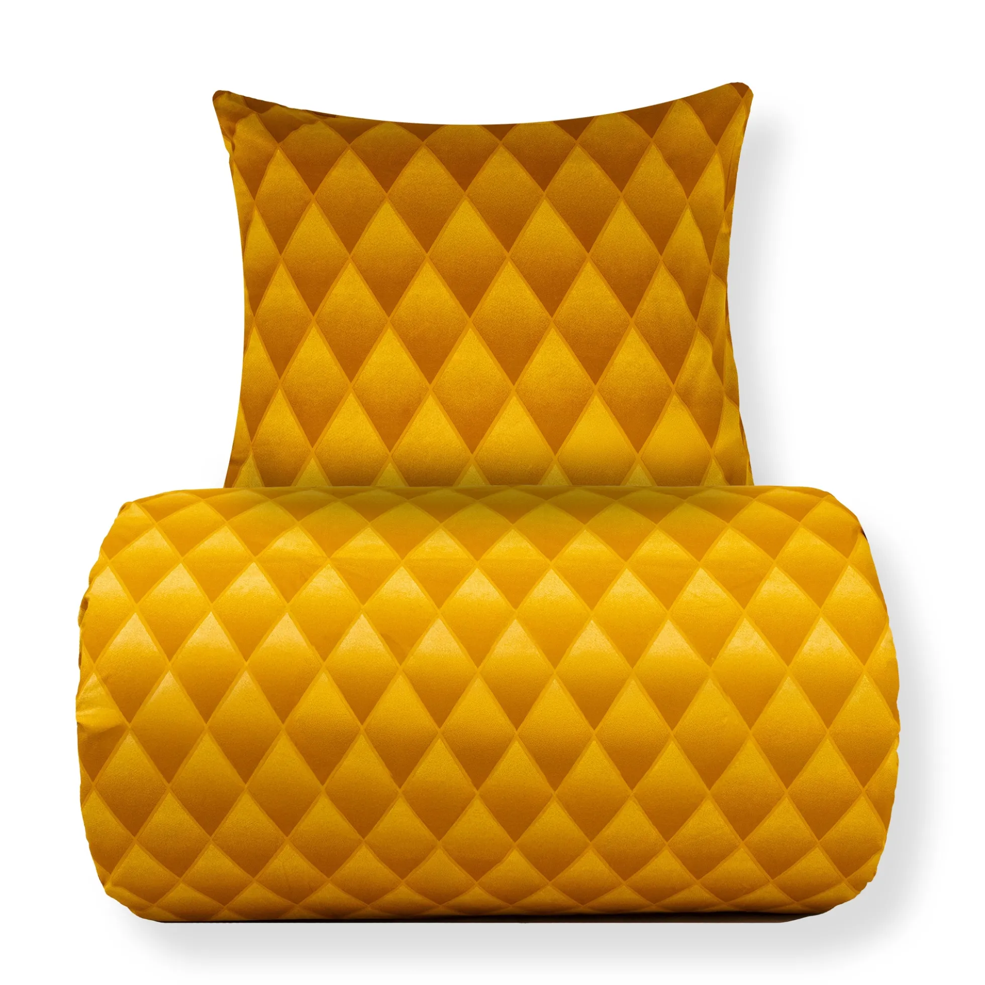 Sengetøj 140x200 cm - 100% bomuldssatin - Orange 3D harlekinmønster