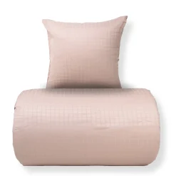 Sengetøj 140x200 cm - 100% bomuldssatin - Rosa jacquardvævet - Ensfarvet