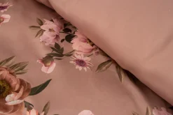 Sengetøj 150x210 cm - Bomuldssatin - Vendbart rosa blomster sengetøj