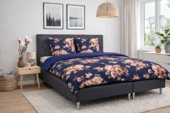Sengetøj 150x210 cm - Bomuldssatin - Vendbart rosa blomster sengetøj