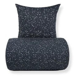 Sengetøj 140x200 cm - 100% Bomuld - Zodiac black - Vendbart med stjerner